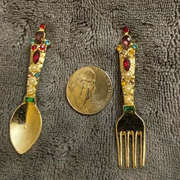 Spoon & fork brooch vintage - Picture 1 of 4
